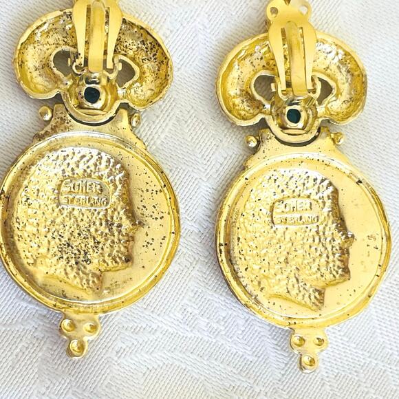 Earrings Sterling Silver Gold Vermeil Roman Coin Revival  Sterling Silver Gold Vermeil Roman Coin Revival Earrings Gemstone Medallion Alex